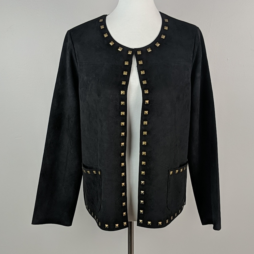 NWT Carmen Marc Valvo Black/Gold Blazer Size M
